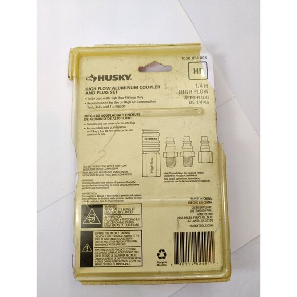 Husky High Flow Aluminum Coupler and Plug Set1/4 inch Discontinued - Picture 5 of 16